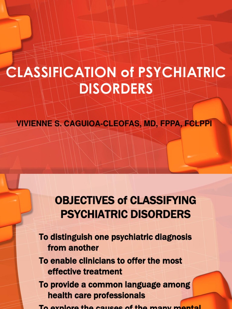 Classification Psychiatric Disorders Diagnostic And Statistical