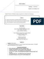 Mohd. Rauthar's CV for B.Pharm student with marketing experience