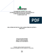 Relatório de Práticas de Laboratório de Química Orgânica - Universidade Federal Do Pampa - UNIPAMPA