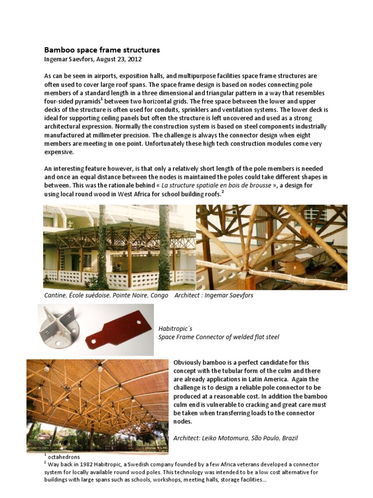 Bamboo Space Frame Structures - Aug2012 | PDF | Bamboo | Roof
