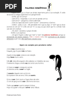 Palavras homófonas, homógrafas, homónimas e parónimas