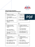 Artistic MAG-WAG UKCC Level 1 Skills Matrix