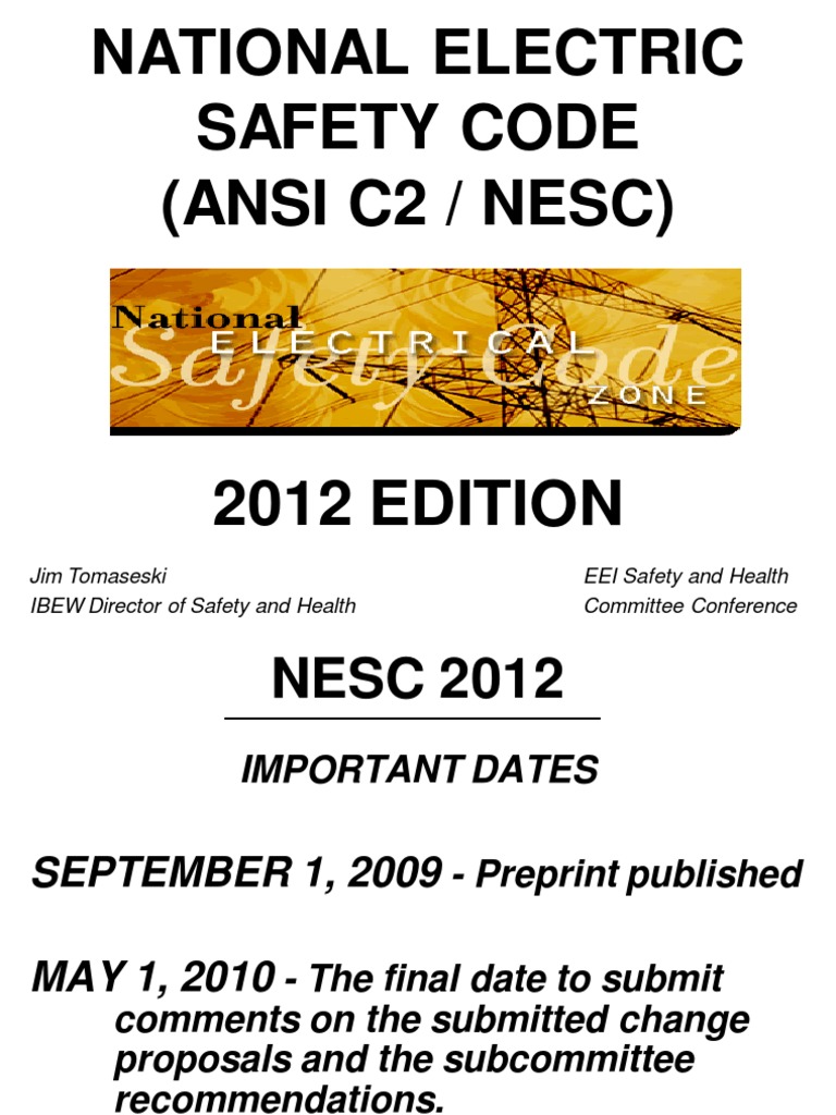 Overview of the 2012 Edition of the National Electric Safety Code PDF
