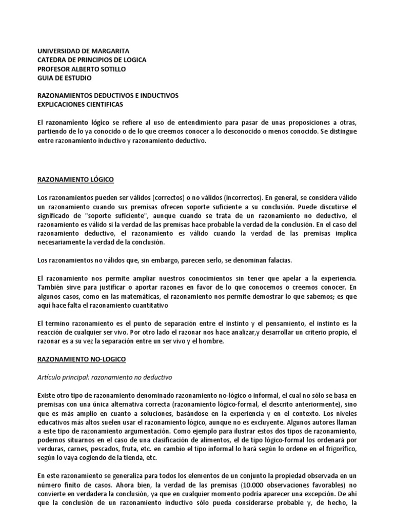 Razonamientos Deductivos e Inductivos