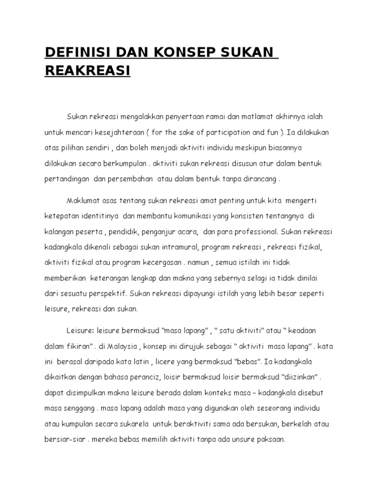 Definisi Dan Konsep Sukan Reakreasi Pdf