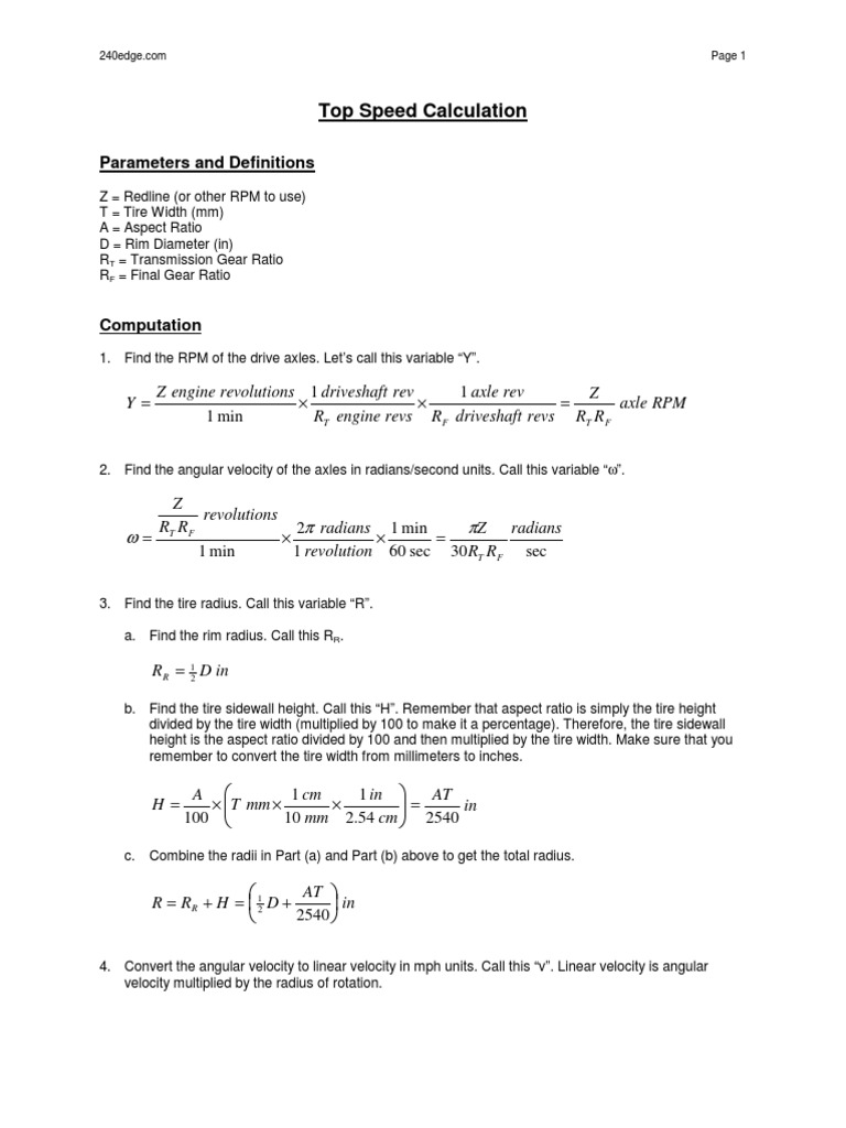 Top Speed Calc | PDF