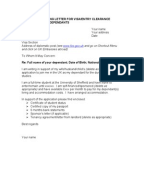 Format of cover letter for visa application