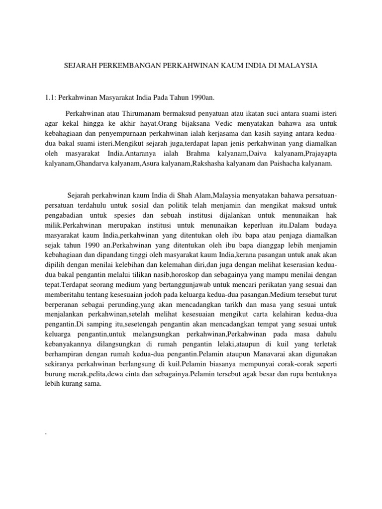 Sejarah Perkembangan Perkahwinan Kaum India Di Malaysia  PDF