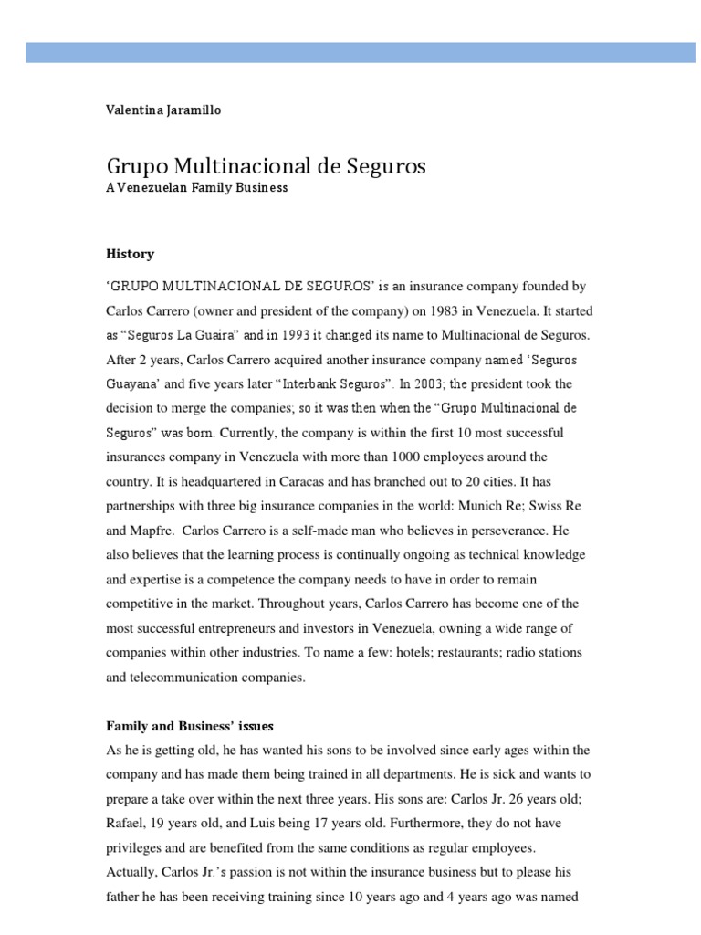 Succession Challenges at Multinational Seguros | PDF | Venezuela ...
