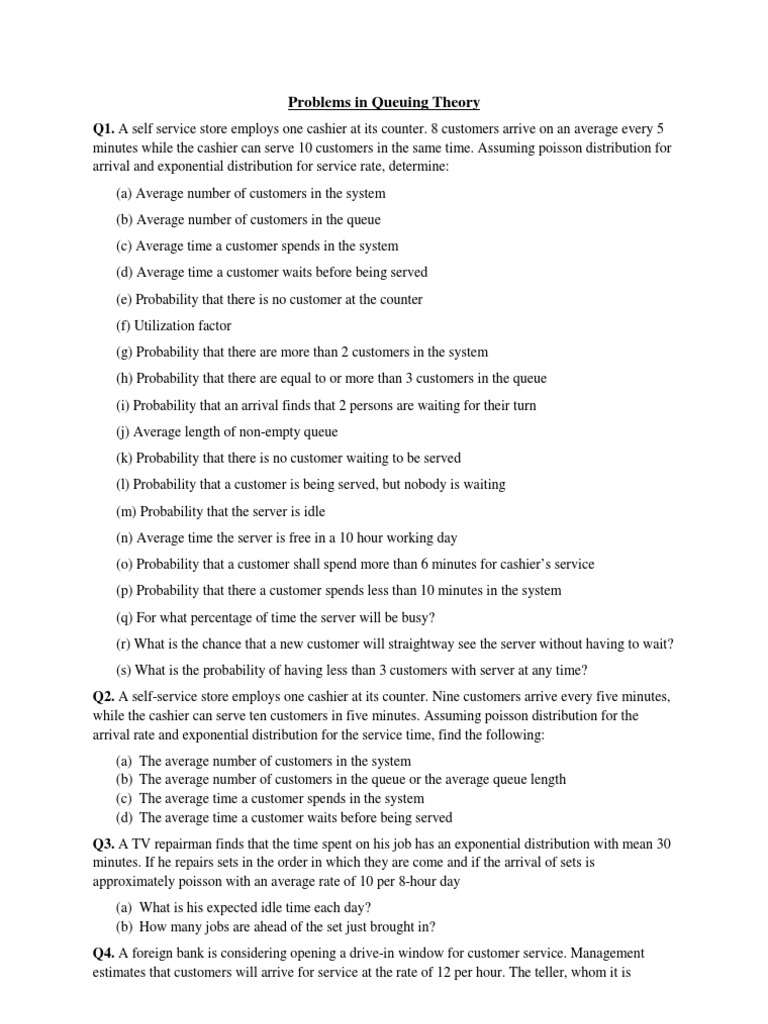 Queuing Theory Problems | PDF | Poisson Distribution | Teaching Mathematics