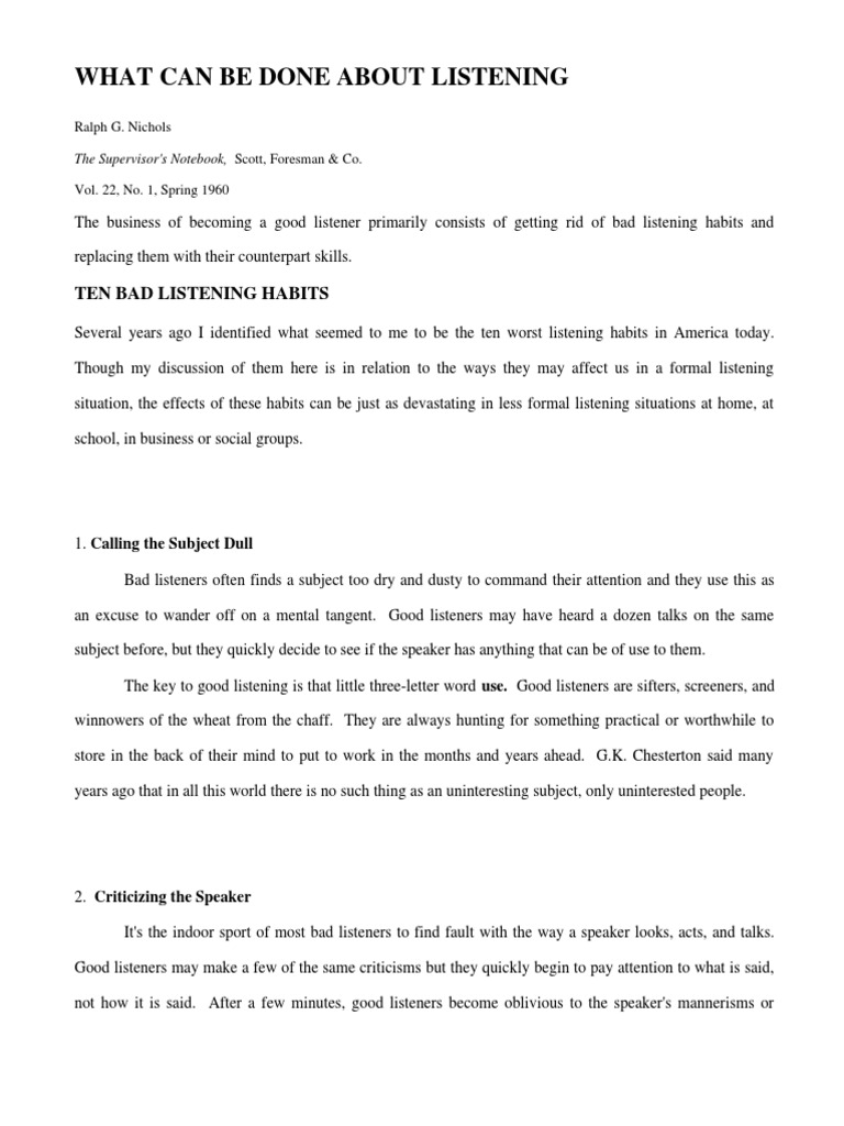 10 Bad Listening Habits | PDF