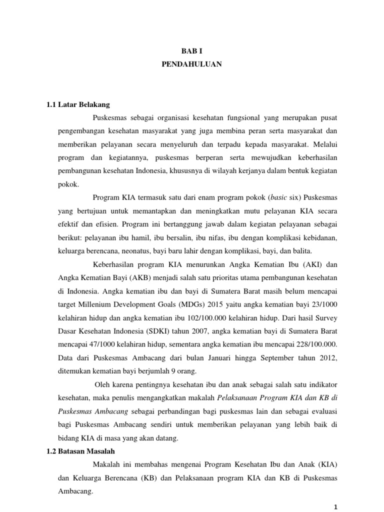 Laporan Tahunan Program Kia Puskesmas Seputar Laporan