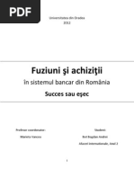 Fuziuni Si Achizitii in Sistemul Bancar Din Romania