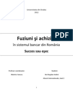 Fuziuni Si Achizitii in Sistemul Bancar Din Romania