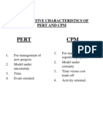 Comparative Characteristics of PERT and CPM