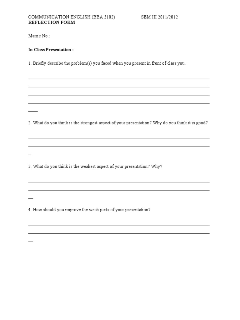 Reflection Form2 | PDF
