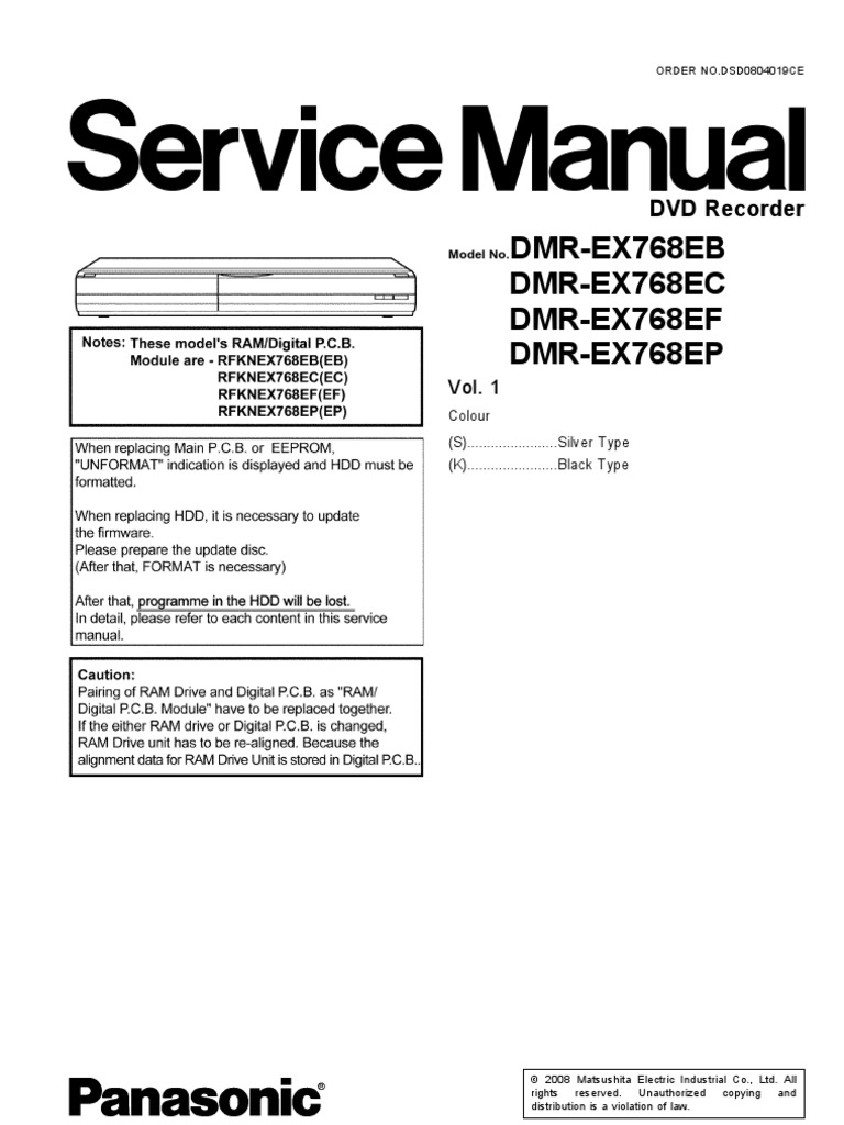 Panasonic DMR-EX768E Service Manual laser diode diagram 