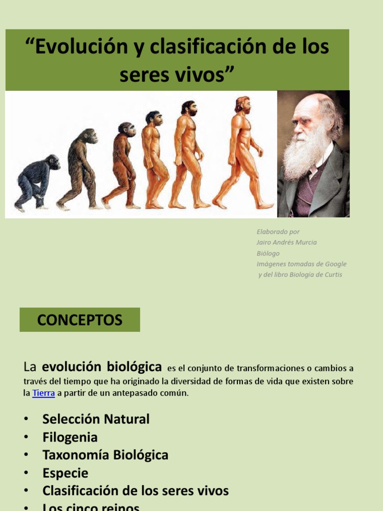 Evolución y clasificación de los seres vivos Evolución Especies