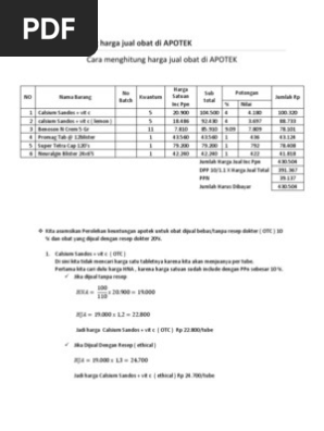 Cara Menghitung Harga Jual Obat  Di Apotek 