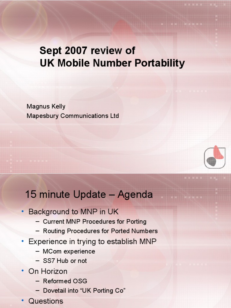 UK Mobile Number Portability Network Architecture
