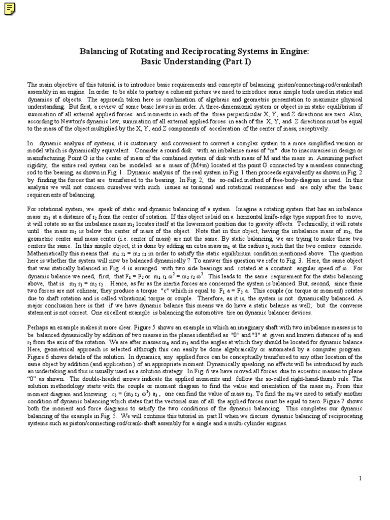 Engine Balancing Basics: Rotating Systems | PDF | Force | Torque