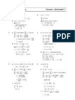 Answers - Worksheet F: Ifferentiation