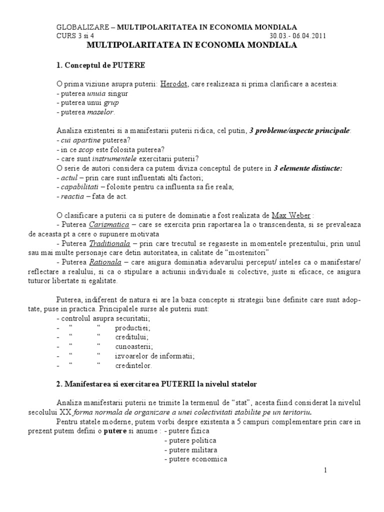 Multipolaritatea in Economia Mondiala | PDF