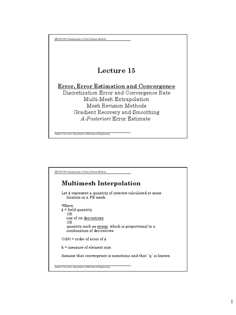 Finite Element Method: Error & Convergence | PDF | Interpolation ...