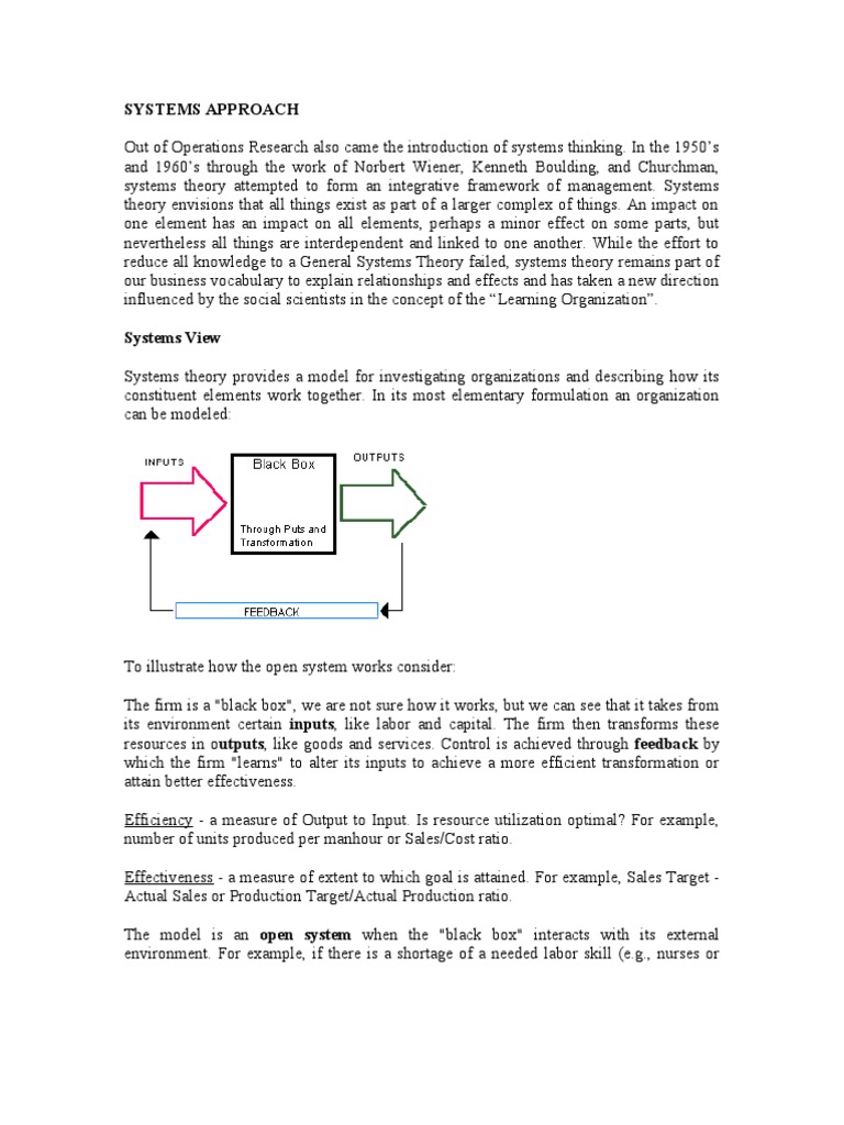 729system Approach | PDF | Systems Theory | System