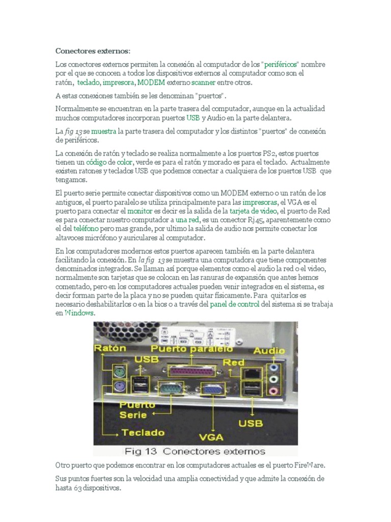 Conectores Externos en Computadoras | PDF | Periférico | USB