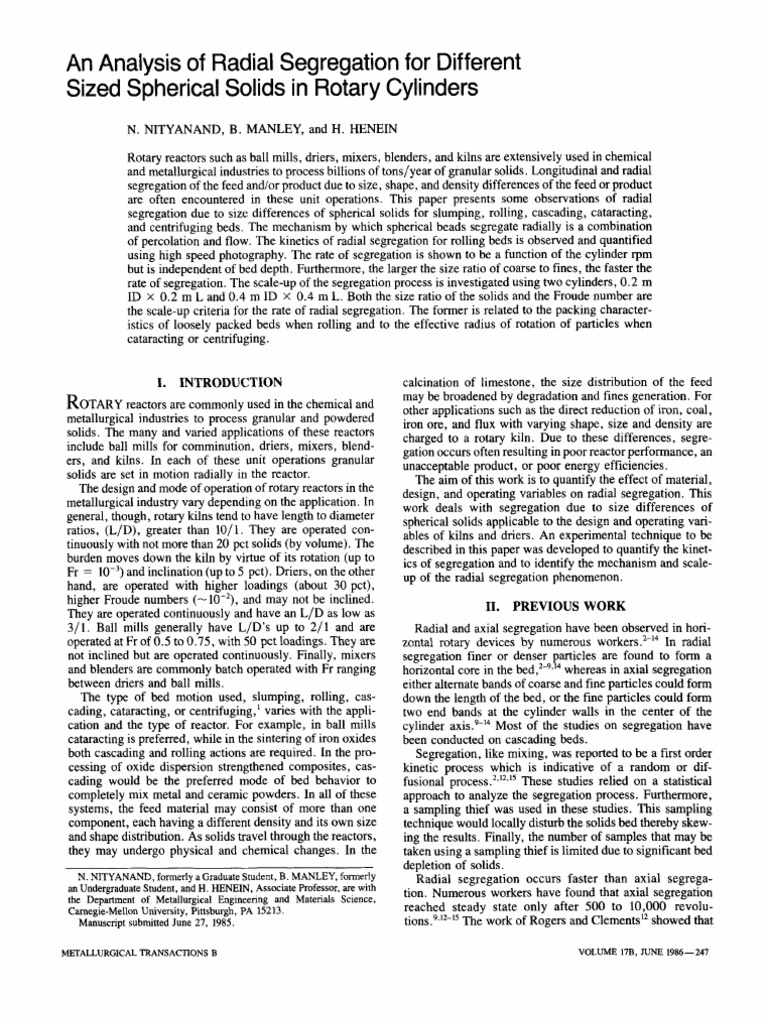 Radial Segregation in Rotary Reactors | PDF | Mill (Grinding) | Centrifuge
