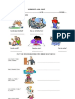 Worksheet on ability using CAN and CAN'T