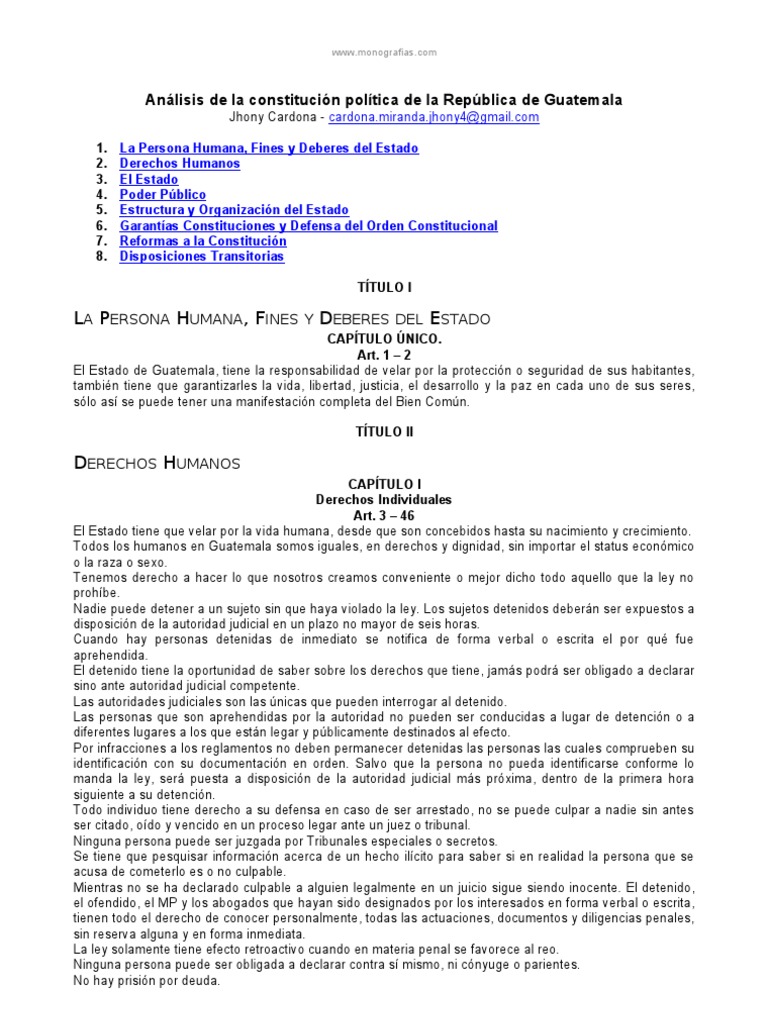 Análisis de la Constitución de Guatemala | PDF