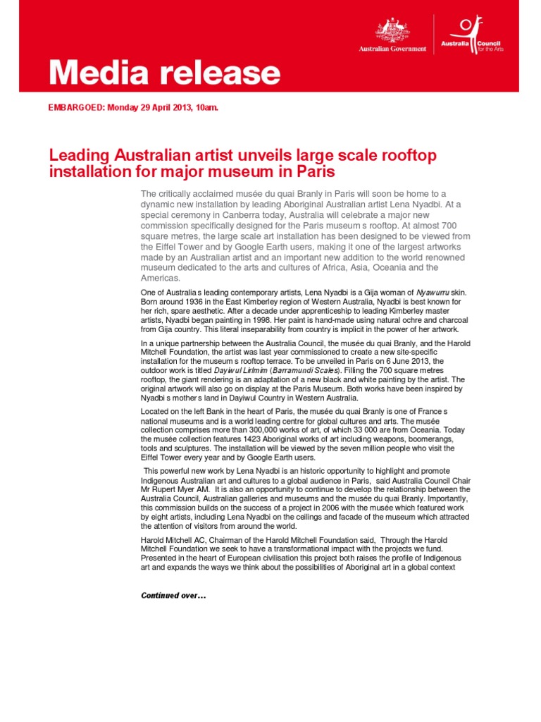 Media Release - Leading Australian Artist Unveils Large Scale Rooftop ...