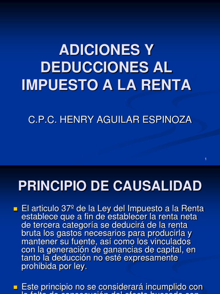 Adiciones y Deducciones al Impuesto a la Renta | PDF | Impuestos ...