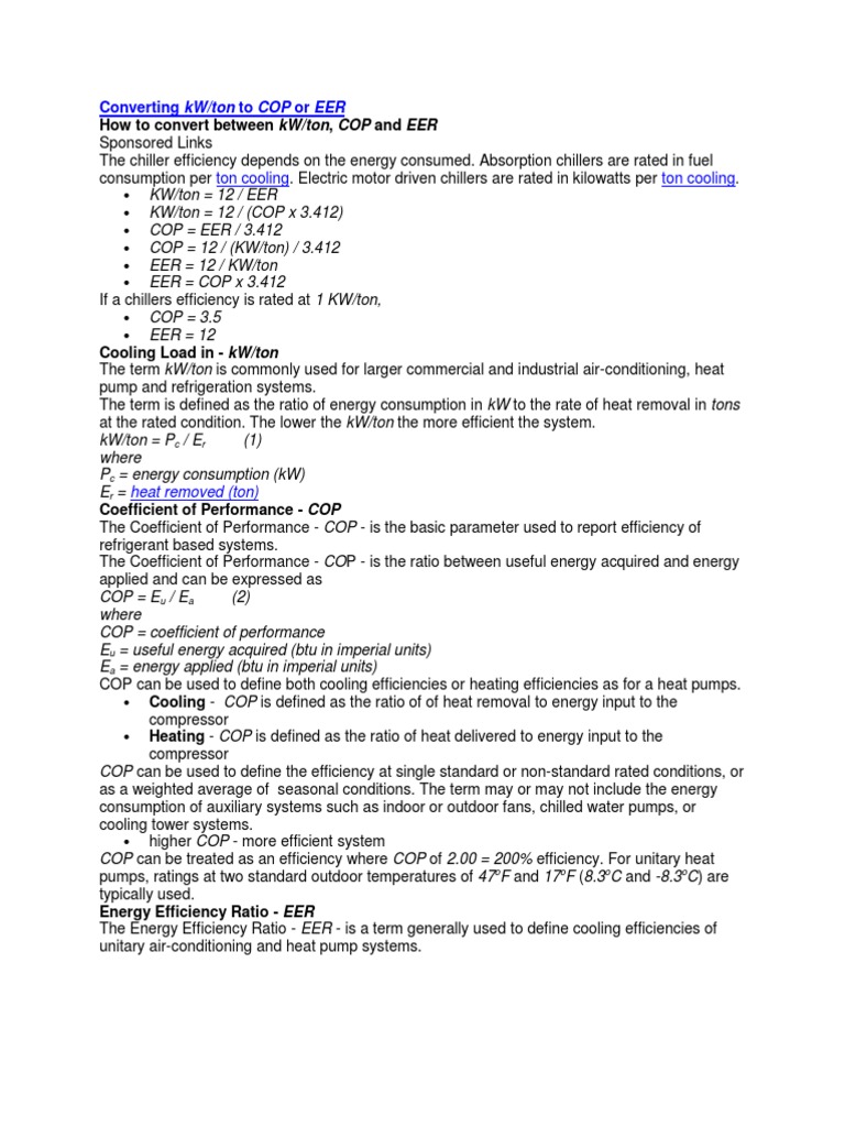 HVAC Conversion Formulae | Download Free PDF | Air Conditioning | Ton