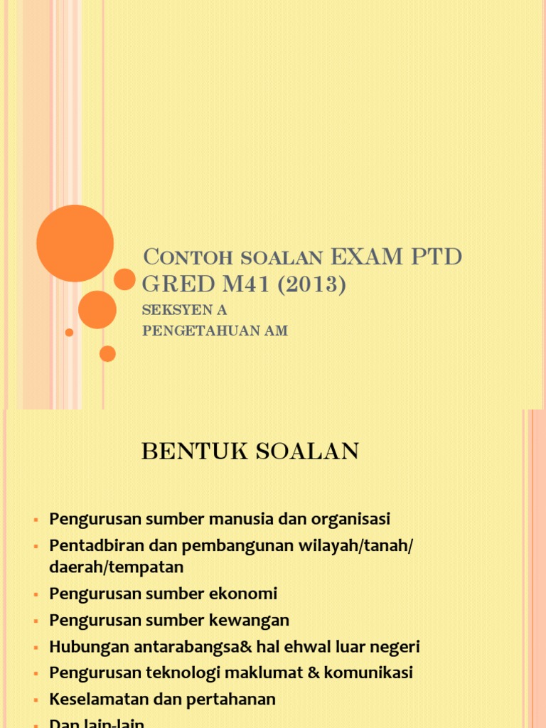 Contoh Soalan EXAM PTD GRED M41 (2013) PDF