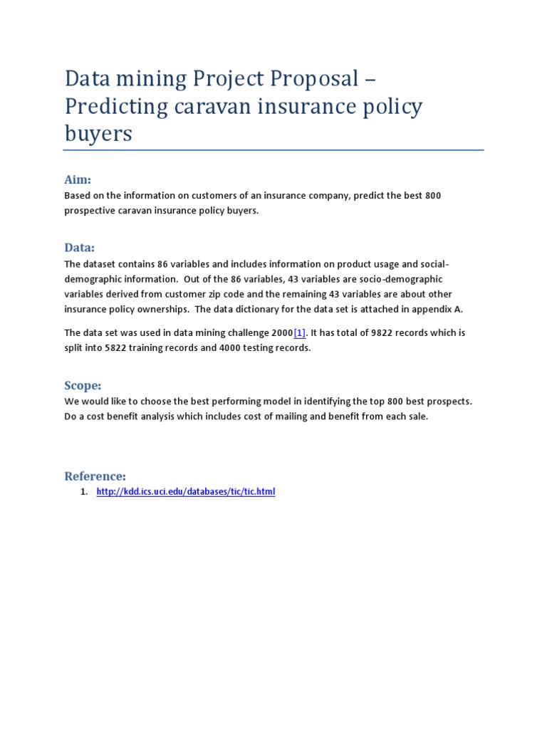 Data Mining Project Proposal | PDF | Insurance | Economies
