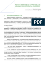 Anáilis y Categorización de Errores en El Aprendizaje de La Matemática en Alumnos Que Ingresan A La U