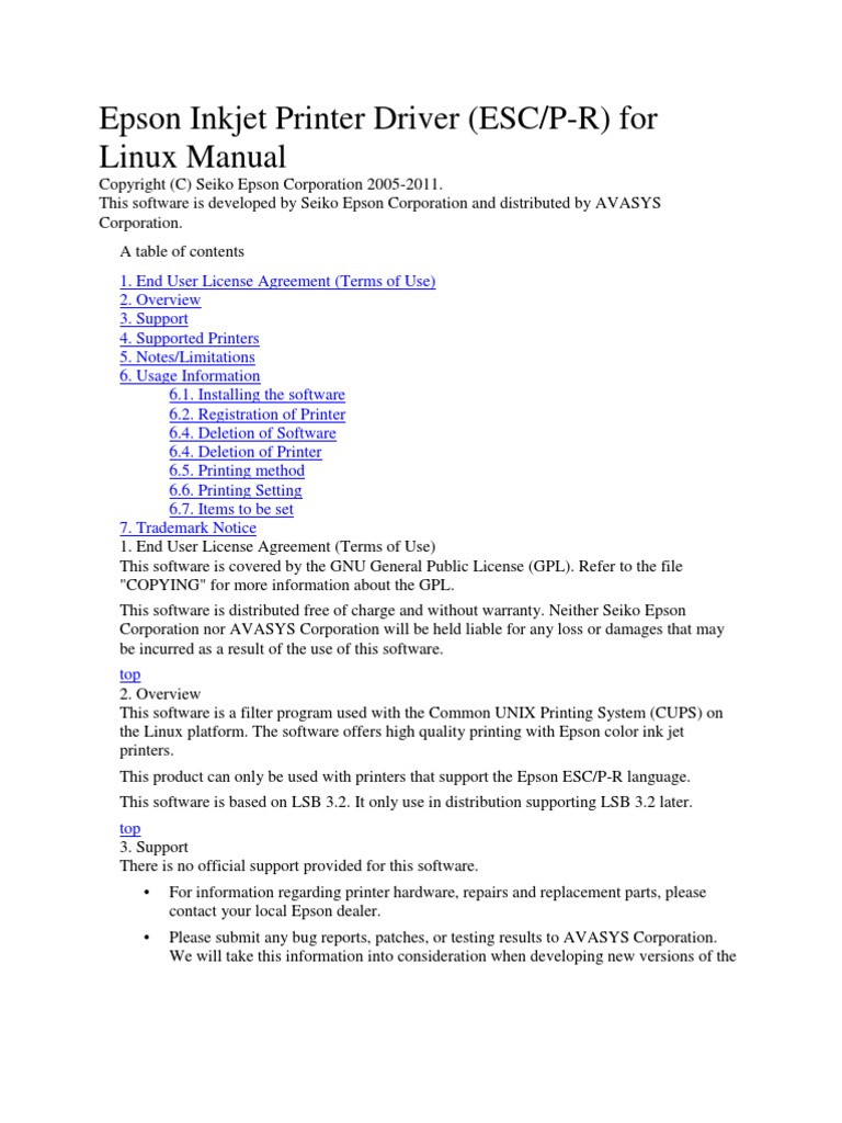 Epson Inkjet Printer Driver Download Free PDF Linux Distribution