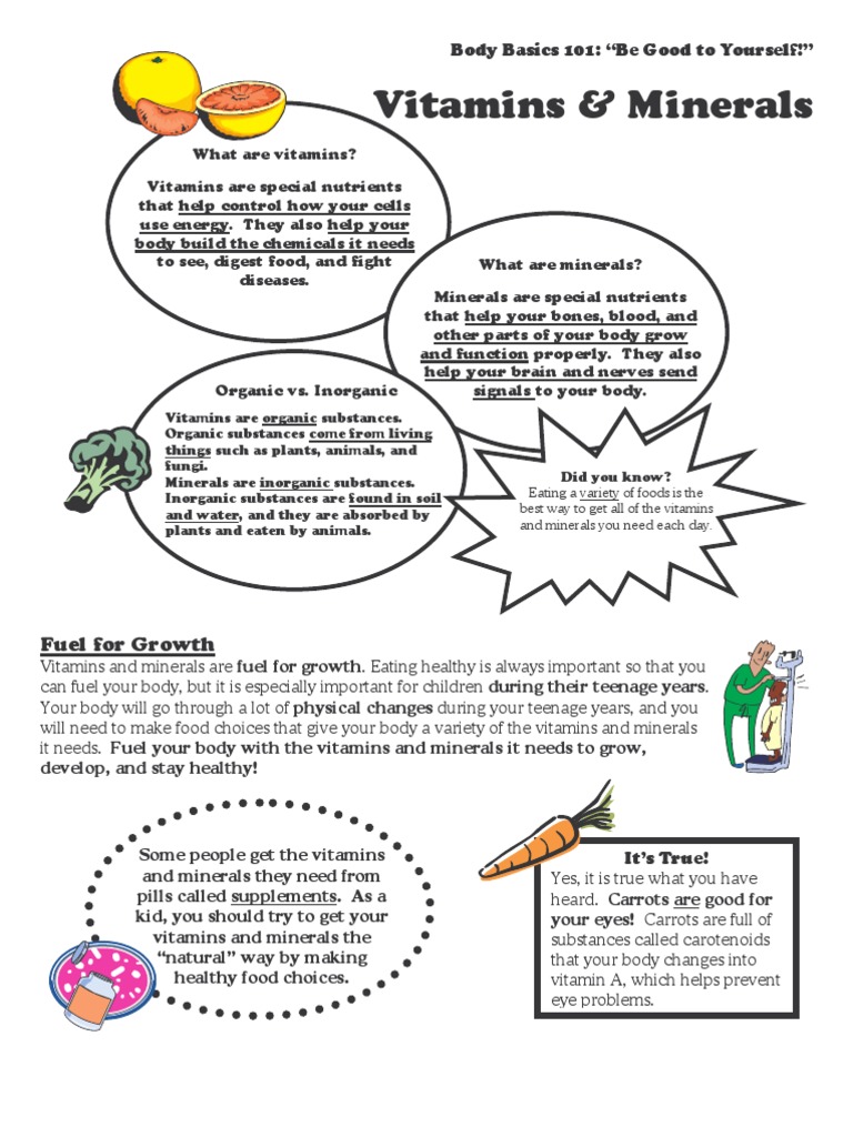 Vitamins and Minerals PDF Vitamin Vegetables