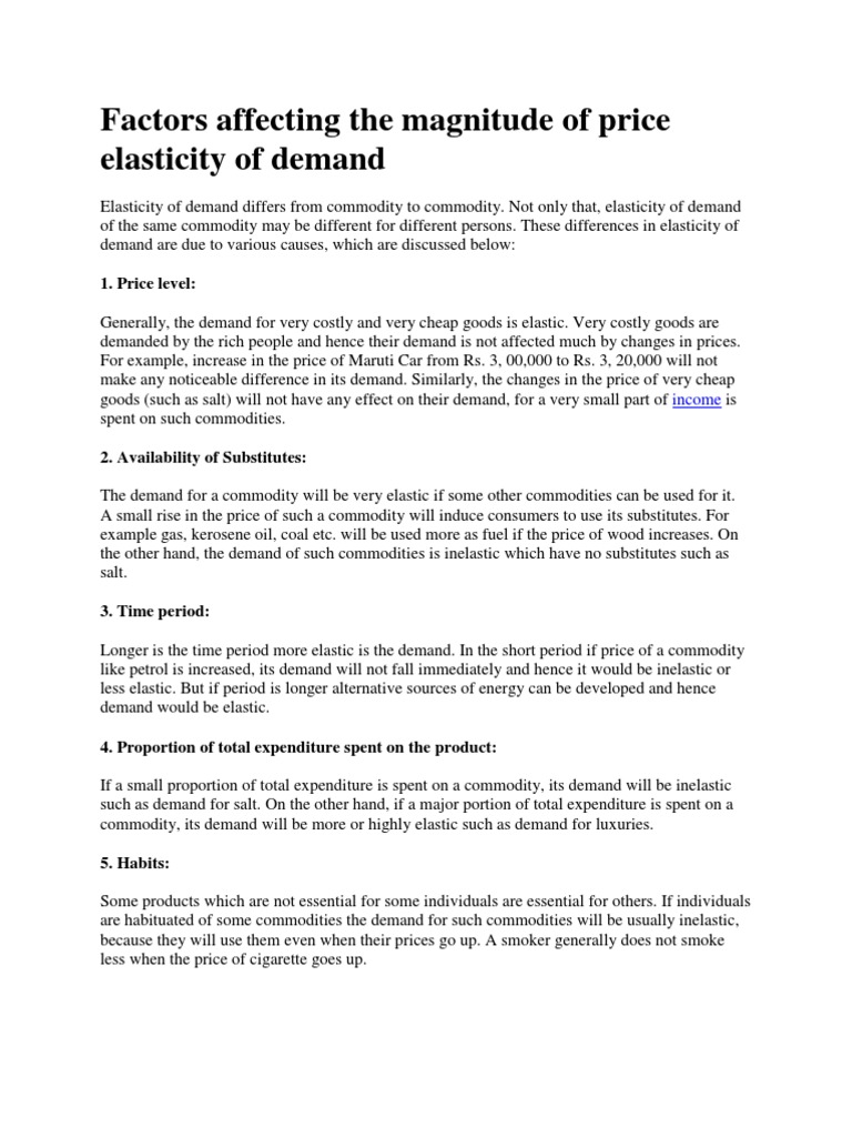Factors Influencing Price Elasticity of Demand | PDF | Demand | Price ...