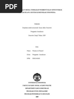 Makalah Komunikasi Peran Pers Dan Media Terhadap Pembentukan Opini Publik