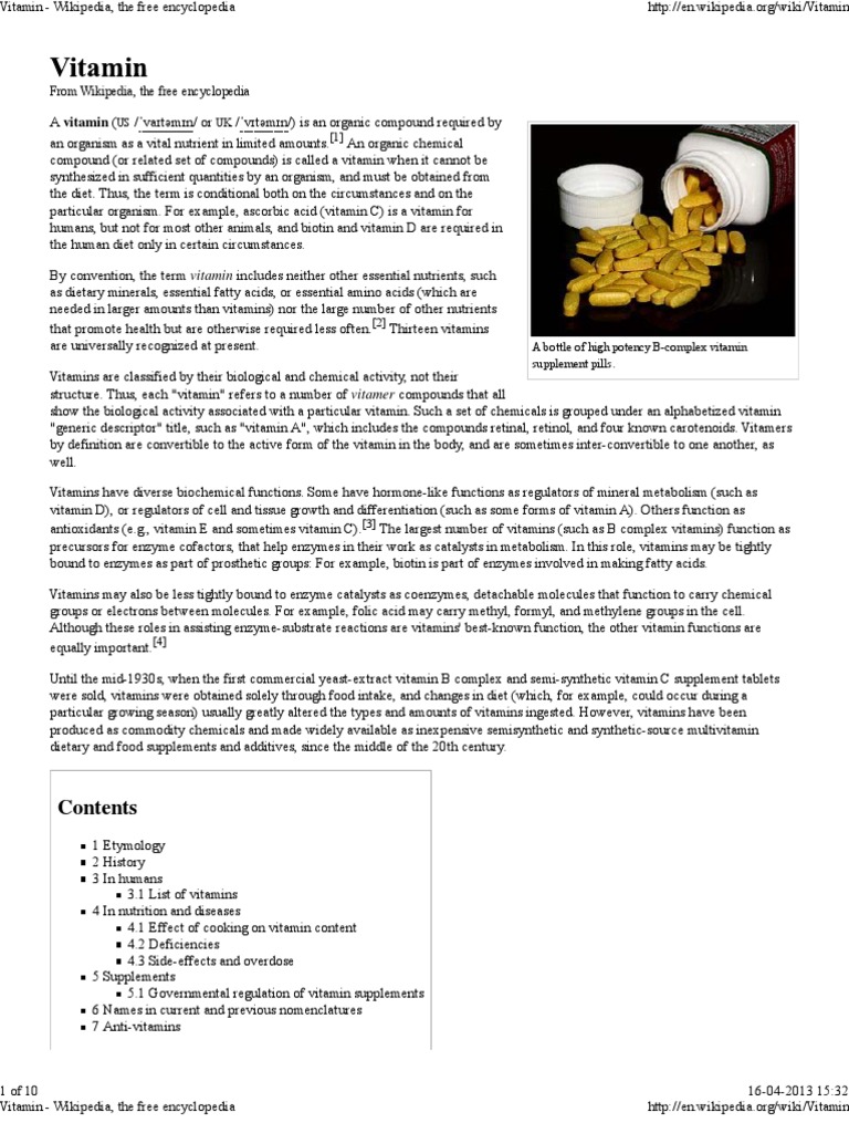 Vitamin Wikipedia, the free encyclopedia.pdf Vitamin Dietary