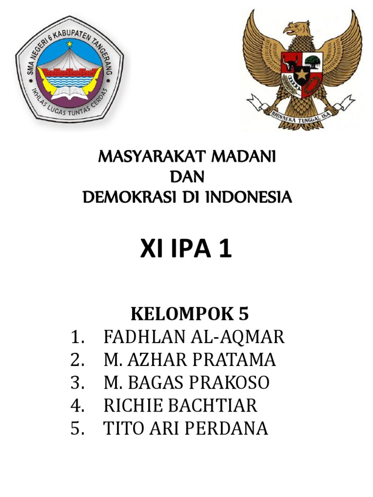 Makalah Pkn Kelompok 5 Masyarakat Madani Dan Demokrasi Di Indonesia Docx