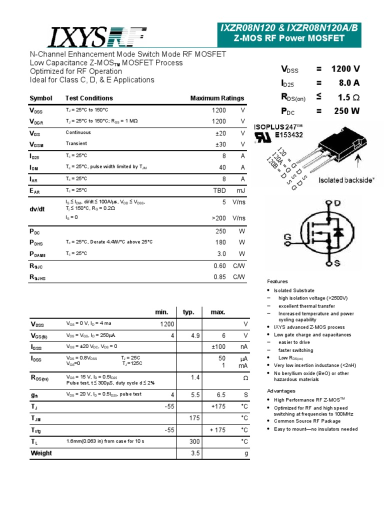 Datasheet Mosfet Final RF PDF | PDF | Field Effect Transistor | Mosfet
