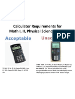 Calculator Requirements For Math I, II, Physical Science, Econ