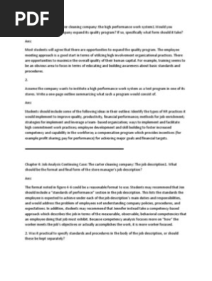 Carter Cleaning Continuing Case Pdf Petence Human Resources Employment