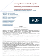 Reglamento para El Ejercicio Profesional en Clínica de Pequeños Animales