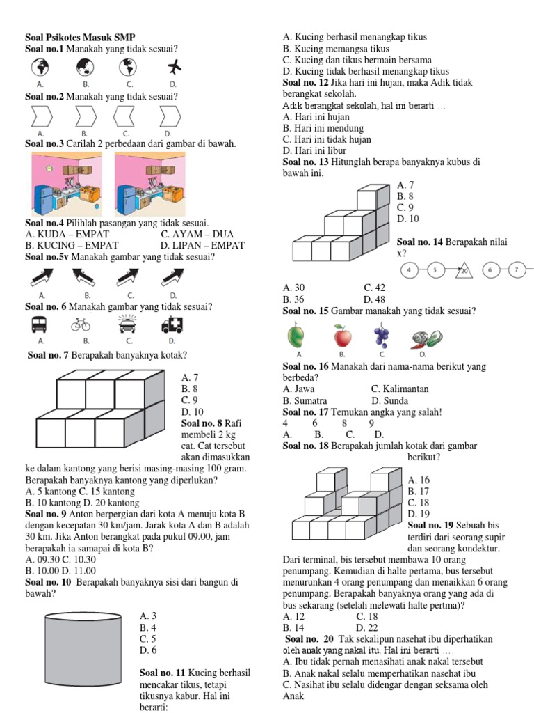 Contoh Soal Tes Iq Masuk Smp Amanatul Ummah
